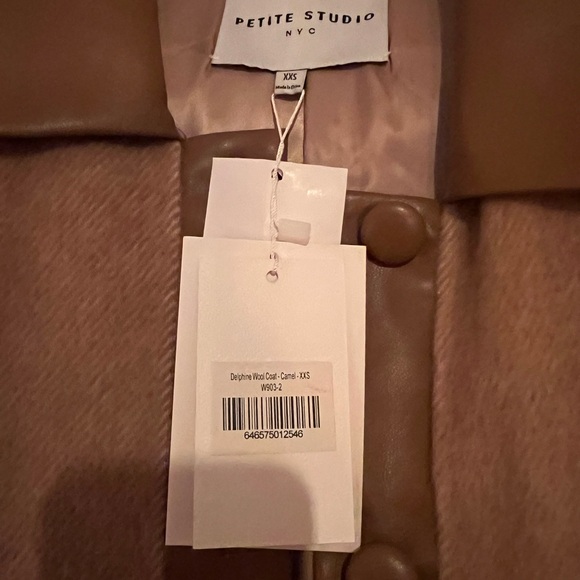 Petite Studio Tan Trench Coat with Leather Details - Picture 5 of 8